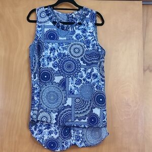 Sleeveless Blue Floral Women's Top